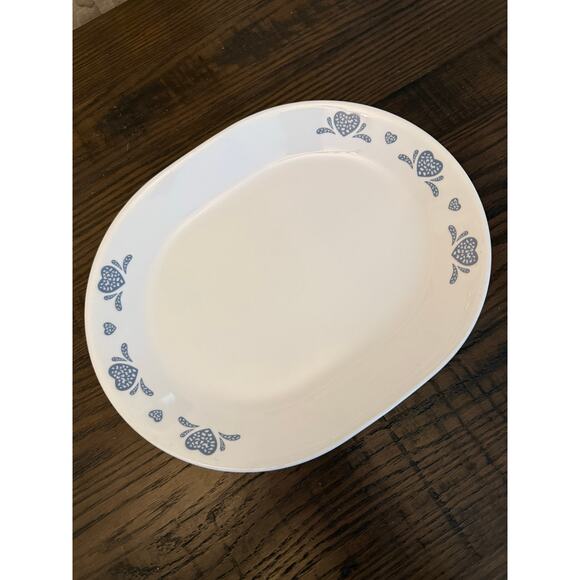Corelle BLUE SPONGE HEARTS Oval Platter - 12 1/4” x 10” - Picture 6 of 9
